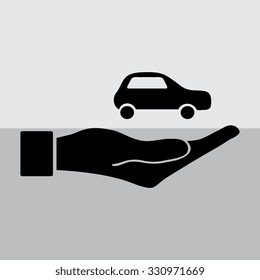 car in hand - vector icon on 