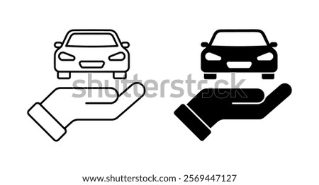 Car in Hand Vector Set. Automobile, Car Symbol