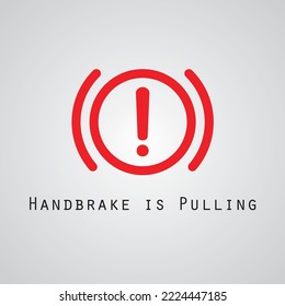 Car handbrake is pulling dashboard panel minimal flat icon warning lights isolated vector illustration