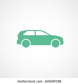 Car Hatchback Green Flat Icon On White Background
