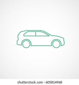 Car Hatchback Green Line Icon On White Background