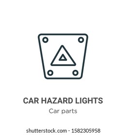 Car hazard lights outline vector icon. Thin line black car hazard lights icon, flat vector simple element illustration from editable car parts concept isolated on white background