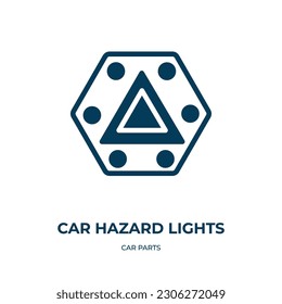 icono del vector de luces de peligro de coche. luces de peligro de auto, iconos de luz, llenos de auto del concepto de piezas de auto planas. Icono de glifo negro aislado, elemento de símbolo de ilustración vectorial para diseño web y aplicaciones móviles