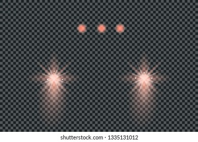 Car head lights shining from darkness background.Vector silhouette of car with headlights on black background. Easy light flash .Vector illustration.
