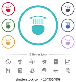 Los iconos de color plano de los faros de los coches se controlan en contornos de forma circular. 12 íconos adicionales incluidos.