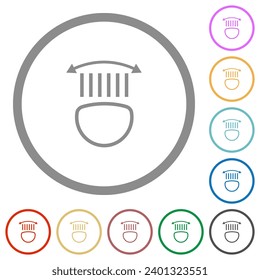Car headlight control flat color icons in round outlines on white background