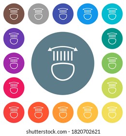 Car headlight control flat white icons on round color backgrounds. 17 background color variations are included.