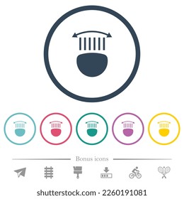 Car headlight control solid flat color icons in round outlines. 6 bonus icons included.