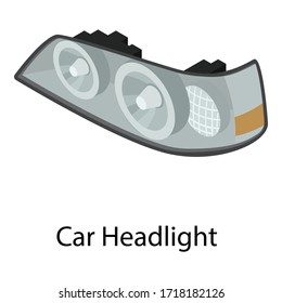 Car headlight icon. Isometric of car headlight vector icon for web design isolated on white background