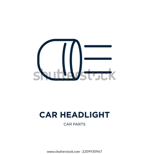 car headlight icon from car parts collection. Thin\
linear car headlight, auto, automobile outline icon isolated on\
white background. Line vector car headlight sign, symbol for web\
and mobile