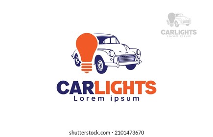 Diseño del logotipo del faro del coche. vector