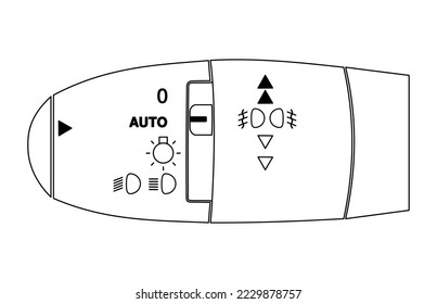 Car headlight switch, stalk, line vector illustration