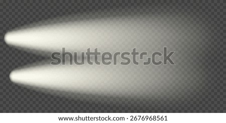 Car headlight top view. Lighthouse camera, motorcycle lamp flare. Night front flashlight, png overlay. Street led effect, light beam in smoky fog. Isolated train head spot vector, beacon lense aerial