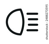 Car headlight UI icon, car headlamp minimal line vector symbol