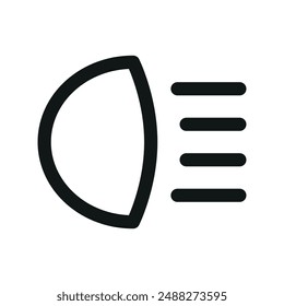 Car headlight UI icon, car headlamp minimal line vector symbol