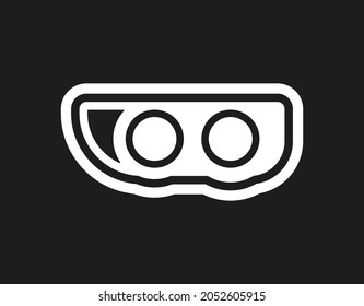 Car headlight vector icon on black background. Auto service, vehicle repair sign.