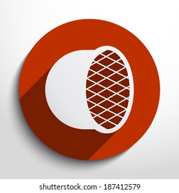 Car headlight web flat icon in circle.