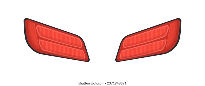 Car headlights concept. Part of automobile and vehicle. Car service elements. Sticker for social networks and messengers. Cartoon flat vector illustration isolated on white background