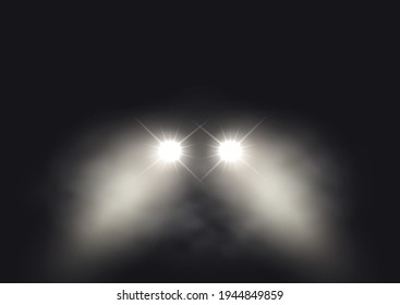 Car headlights in a foggy atmosphere design