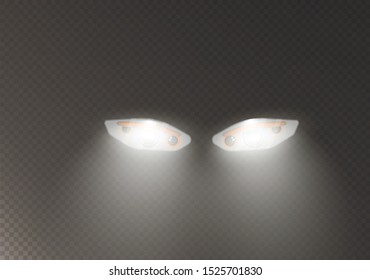 Car headlights. Headlight automobile, lamp realistic headlamp illustration