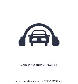 car and headphones icon. Simple element illustration from mechanicons concept. car and headphones editable symbol design on white background. Can be use for web and mobile.
