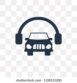 Car and headphones vector icon isolated on transparent background, Car and headphones transparency concept can be used web and mobile