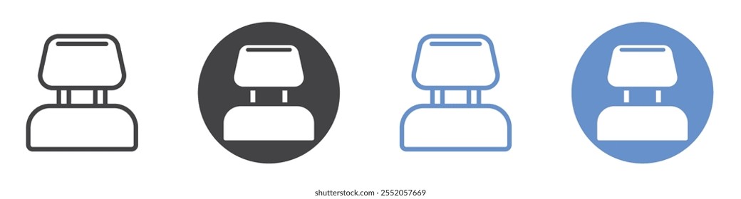 Conjunto de símbolos de línea plana de icono de reposacabezas de coche.