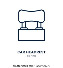 car headrest icon from car parts collection. Thin linear car headrest, auto, leather outline icon isolated on white background. Line vector car headrest sign, symbol for web and mobile