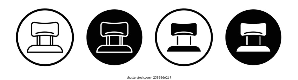 Juego de iconos del reposacabezas del coche. símbolo del vector del reposacabezas del asiento de cuero en un estilo negro relleno y delineado.