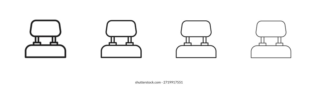 Iconos del reposacabezas del coche, conjunto de iconos lineales. Iconos lineales negros de la palma