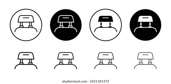 Car headrest vector icon set collection. Car headrest Outline flat Icon.