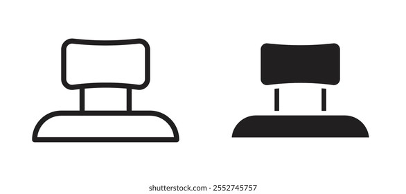 Car headrest vector icon set black filled and outlined style.