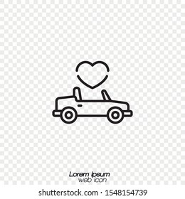 Car with a heart in a linear style.