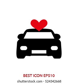 car, heart, wedding, vector icon, eps10