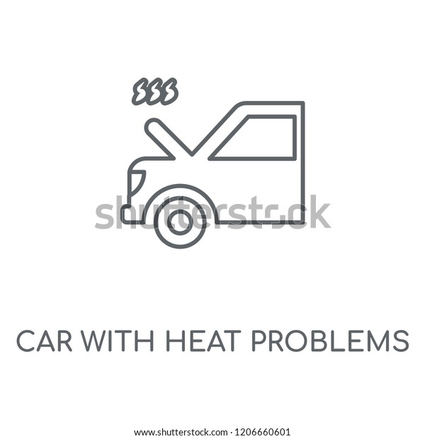 Car with\
Heat Problems linear icon. Car with Heat Problems concept stroke\
symbol design. Thin graphic elements vector illustration, outline\
pattern on a white background, eps\
10.