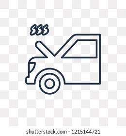 Car with Heat Problems vector outline icon isolated on transparent background, high quality linear Car with Heat Problems transparency concept can be used web and mobile