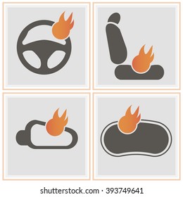 Car heating pack or set icons