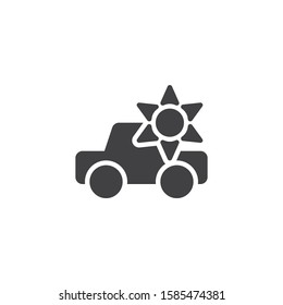 Car heating temperature vector icon. Automobile and sun filled flat sign for mobile concept and web design. Car climate control glyph icon. Symbol, logo illustration. Vector graphics