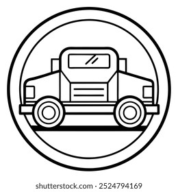 Car and heavy-duty truck line art logo icon in vector artwork design, ideal for automotive branding, transportation, and logistics industries. Perfect for commercial vehicle logos and branding.