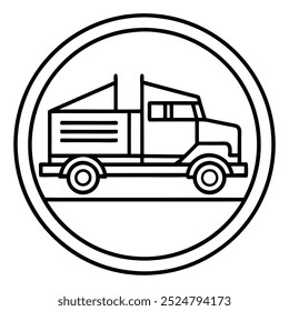 Car and heavy-duty truck line art logo icon in vector artwork design, ideal for automotive branding, transportation, and logistics industries. Perfect for commercial vehicle logos and branding.