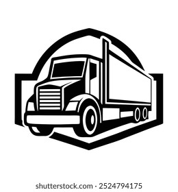 Car and heavy-duty truck line art logo icon in vector artwork design, ideal for automotive branding, transportation, and logistics industries. Perfect for commercial vehicle logos and branding.