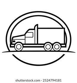 Car and heavy-duty truck line art logo icon in vector artwork design, ideal for automotive branding, transportation, and logistics industries. Perfect for commercial vehicle logos and branding.