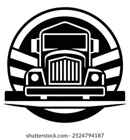 Car and heavy-duty truck line art logo icon in vector artwork design, ideal for automotive branding, transportation, and logistics industries. Perfect for commercial vehicle logos and branding.