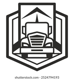 Car and heavy-duty truck line art logo icon in vector artwork design, ideal for automotive branding, transportation, and logistics industries. Perfect for commercial vehicle logos and branding.