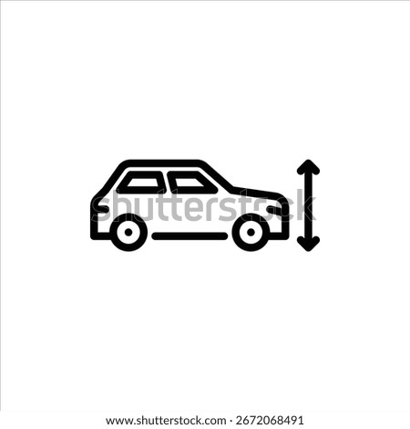 Car height outline icon. car specification black line illustration.