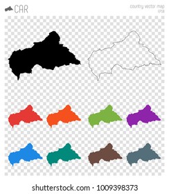 CAR high detailed map. Country silhouette icon. Isolated CAR black map outline. Vector illustration.
