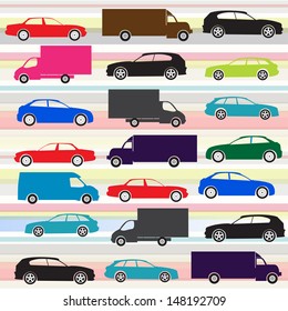 Car and highway, seamless background