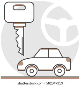 Car Hire - Infographic Icon Elements from Hotel Services Set. Flat Thin Line Icon Pictogram for Website and Mobile Application Graphics.