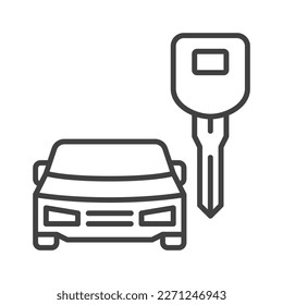 Icono de concepto de vector de alquiler de coches o símbolo en estilo de contorno