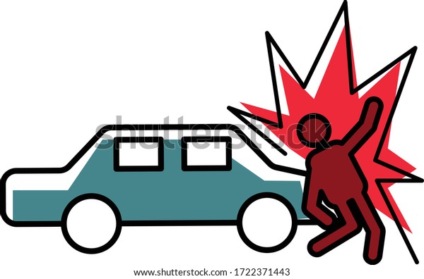 car hit man, accident insurance concept,\
vector illustration